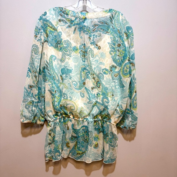 Alfred Dunner Women's Paisley Blouse - Blue and Green - Picture 5 of 9